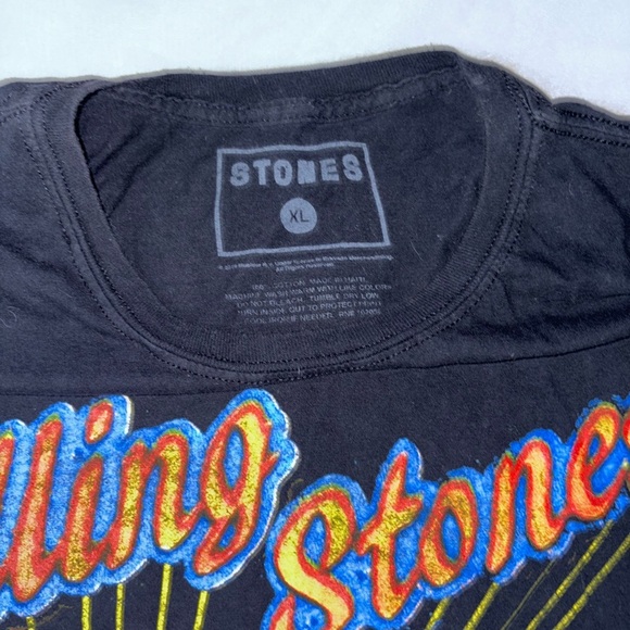 The Rolling Stones Black T-Shirt with Red and Blue Graphic - Picture 2 of 3